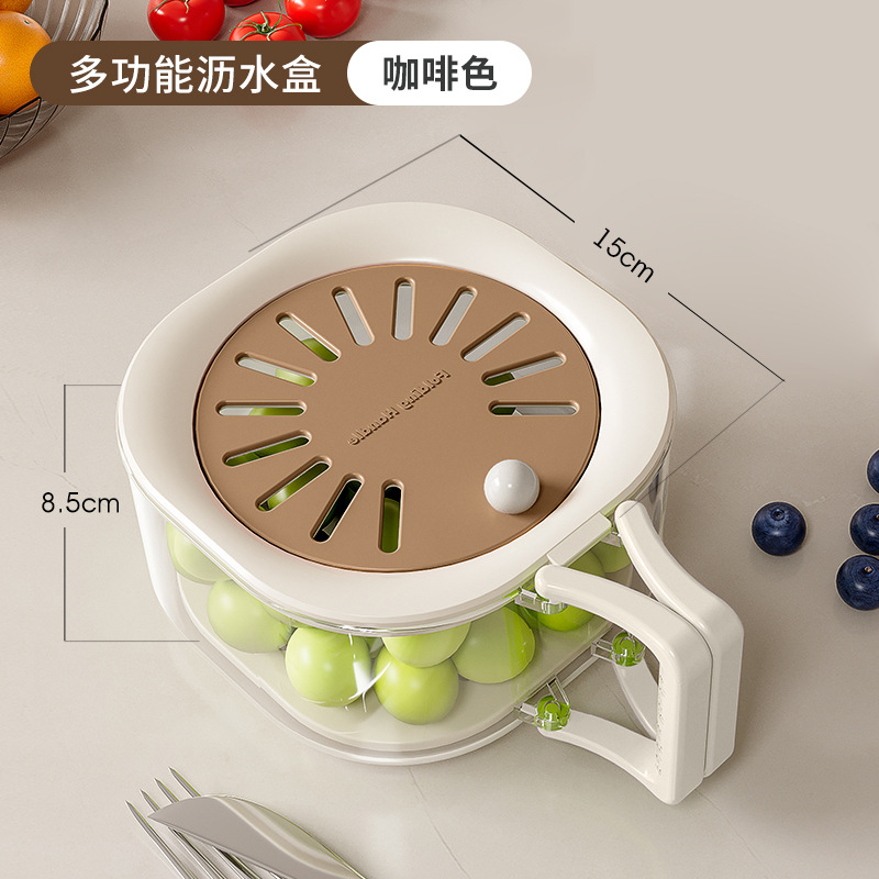 Cute Multifunctional Kitchen Drain Basket with Cover for Fruits and Vegetables