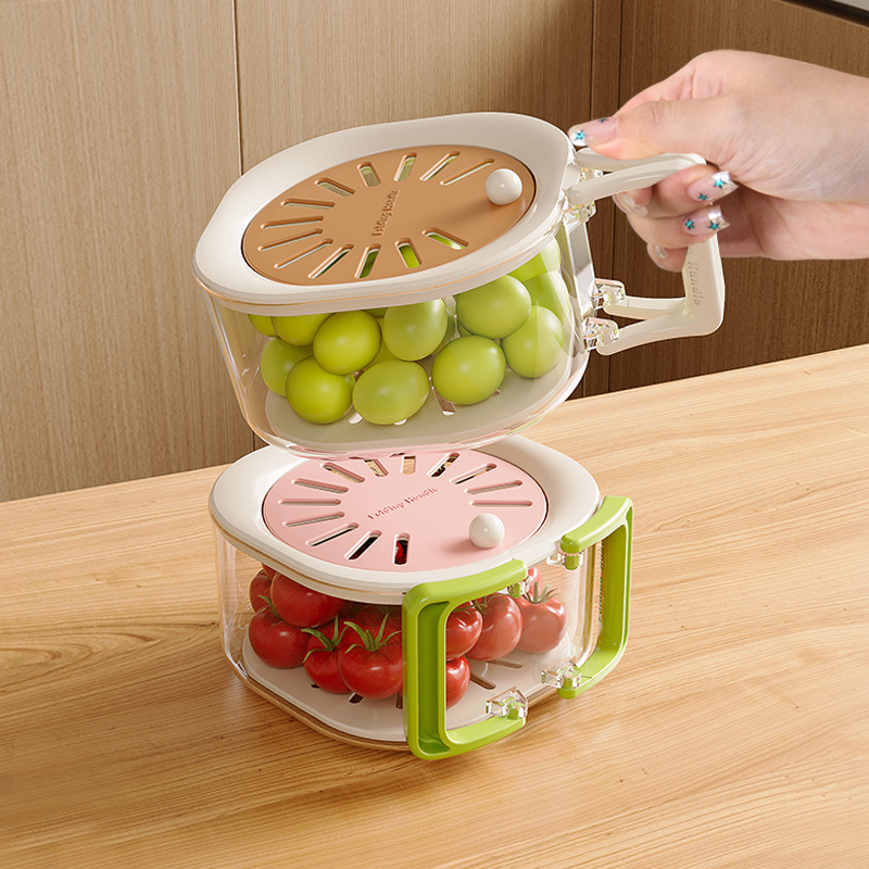 Cute Multifunctional Kitchen Drain Basket with Cover for Fruits and Vegetables