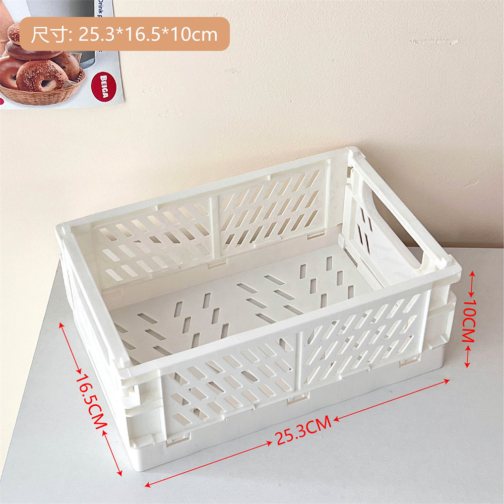 Foldable Plastic Storage Basket for Desk Organization and Toys