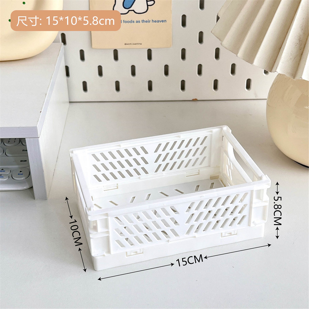 Foldable Plastic Storage Basket for Desk Organization and Toys